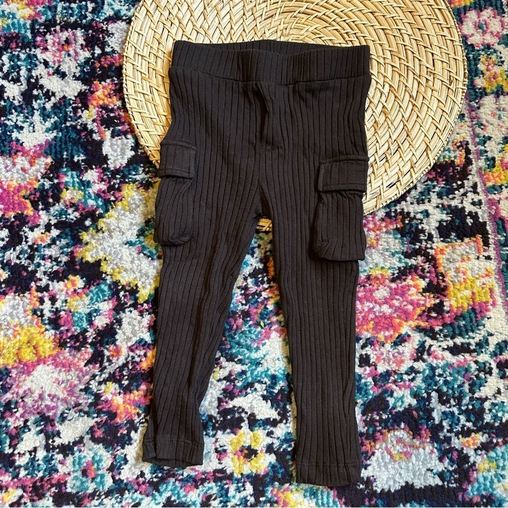 Kate Quinn Organic Cotton Ribbed Cargo Pocket Legging 18-24 Months Brown